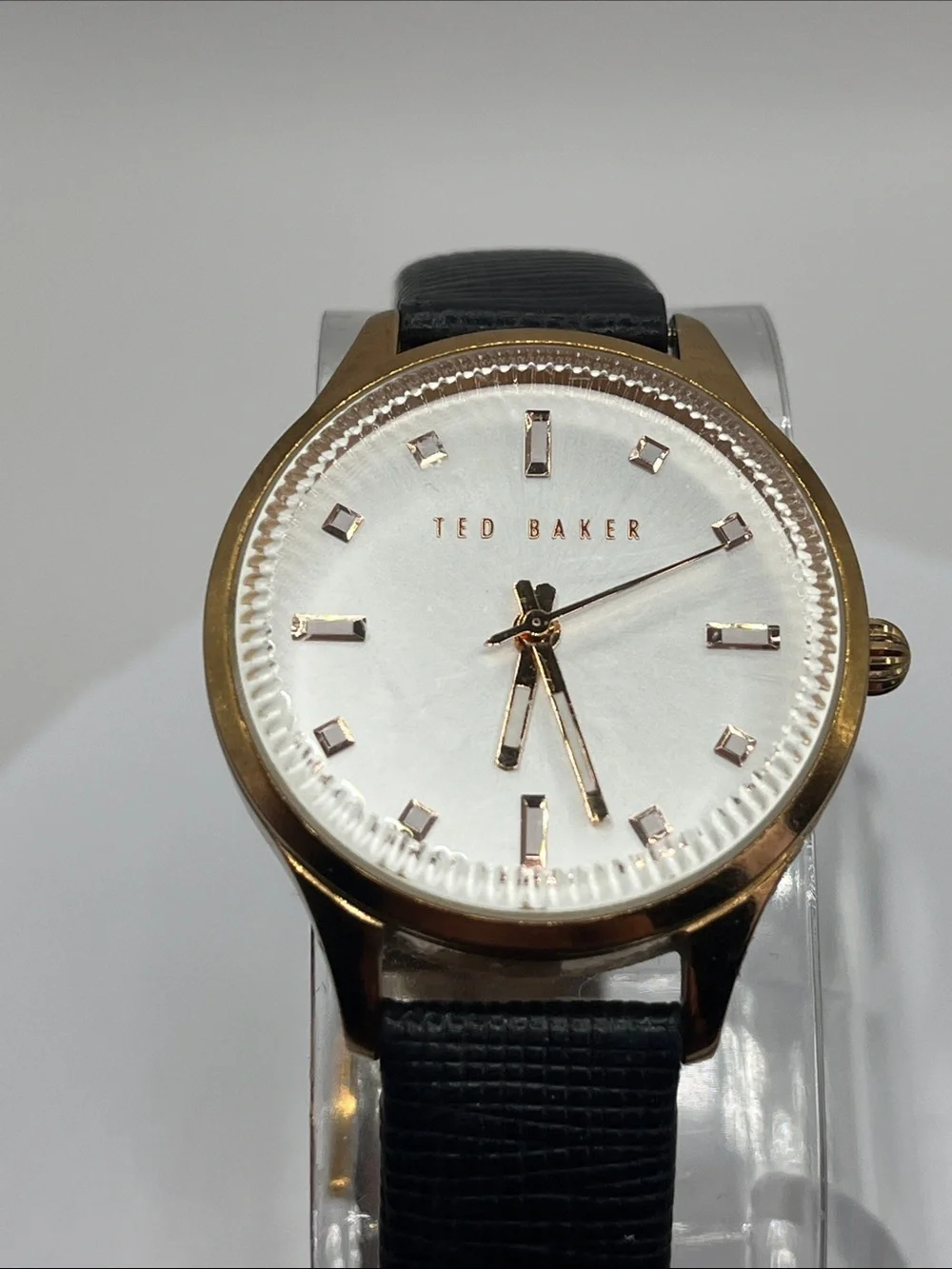 Ted Baker Gold-Tone Case White Dial Watch with Black Strap 31mm